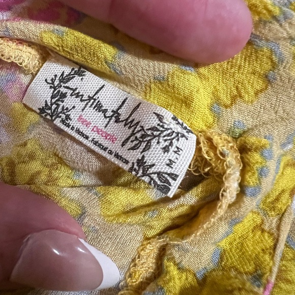 Free People Bare it All Yellow Floral Print Tie-Strap Bodysuit Size Medium - Picture 6 of 9